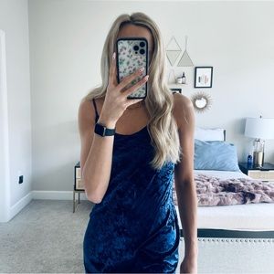 Hollister Royal Blue Crushed Velvet Slip Dress Adjustable Straps Small
